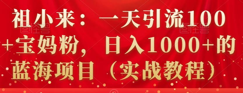 祖小来：一天引流100 宝妈粉，日入1000 的蓝海项目（实战教程）